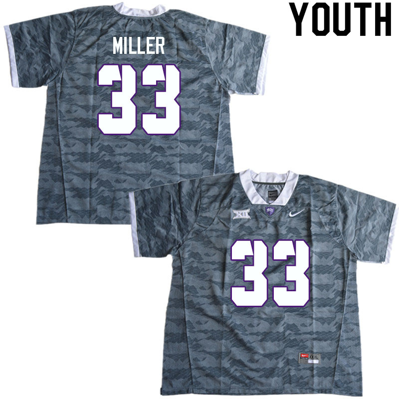 Youth #33 Kendre Miller TCU Horned Frogs College Football Jerseys Sale-Gray - Click Image to Close